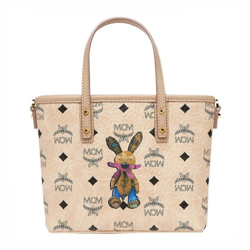 mcm/mcm 女士咖啡色pvc兔子印花图案迷你手提单肩包 多色可选
