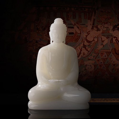 sky-word/天下玉家 释迦佛像摆件 碳酸盐玉附鉴定证书