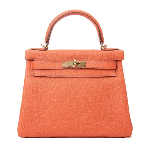 hermes爱马仕经典款kelly28系列女士橘色两用包