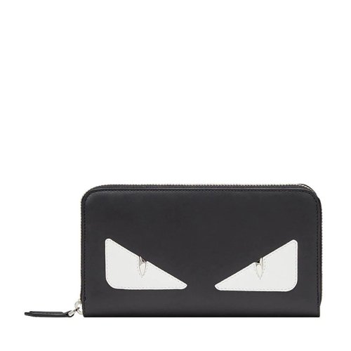 fendi/芬迪2019年新款黑色牛皮小恶魔眼睛图案时尚长款钱包手拿包 7m