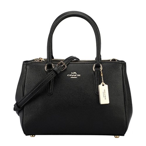 coach/蔻驰 女士 saffiano皮革 黑色皮质手提单肩斜挎杀手包 44962