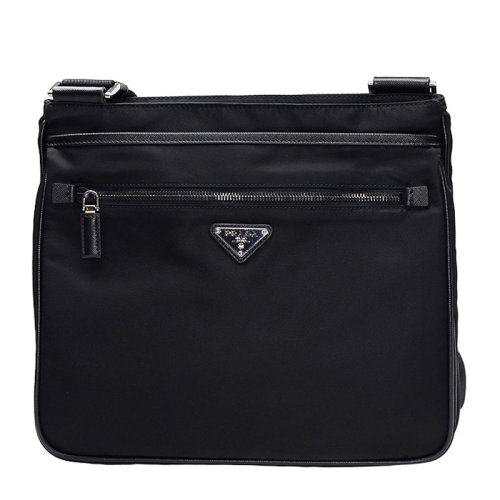 prada/普拉达 男士黑色尼龙单肩包斜挎包/邮差包男包