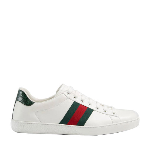 【gucci古驰 板鞋】gucci/古驰 男士绿红条纹小白鞋 板鞋 386750 a