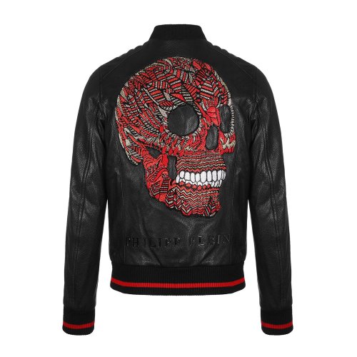 philippplein/菲利普·普兰男士黑色皮衣hm222564ppsrm068