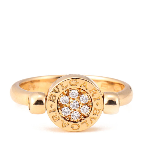 bvlgari(宝格丽) bvlgari bvlgari 18k黄金翻转式单面镶钻戒指 53