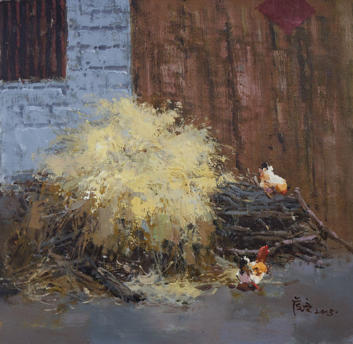 赵虎燮《后院》油画