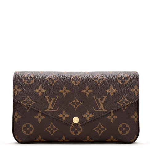 louis vuitton/路易威登 老花色女士长款按扣钱包 jeanne钱夹 帆布/配