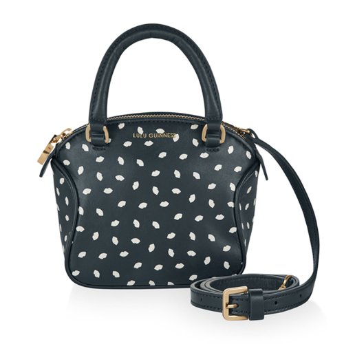 lulu guinness/lulu guinness女款女士黑色牛皮革手提包商务小包单肩