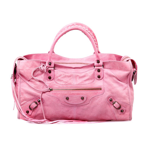 balenciaga(巴黎世家)粉色皮质机车包