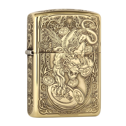 zippo打火机 精雕招财貔貅b款 五面加工