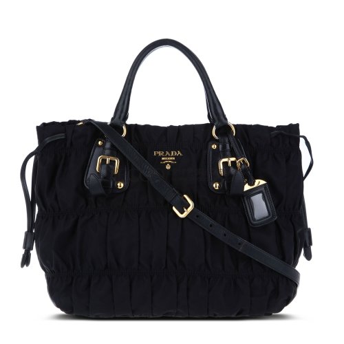 prada(普拉达) 黑色尼龙褶皱两用包