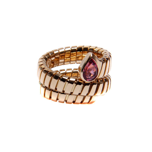 bvlgari (宝格丽)18k黄金蛇形镶宝石戒指