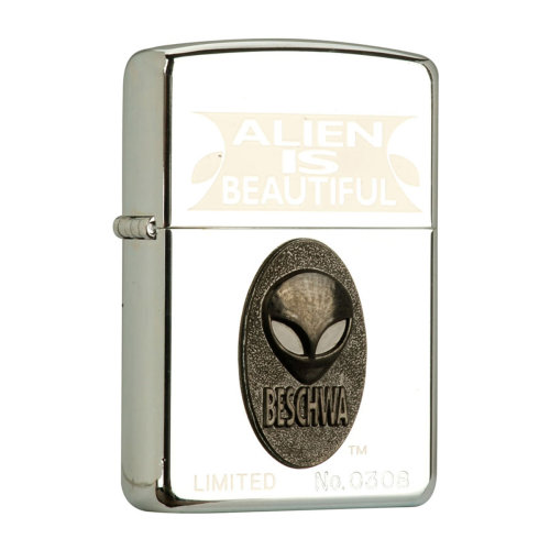 zippo打火机 beschwa外星人钥匙链套装 镀银蚀刻徽章96年限量