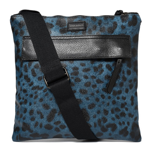 dolcegabbana杜嘉班纳蓝色豹纹pvc斜挎包