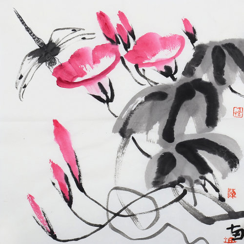 陈十田《牵牛花》传统水墨 写意花鸟