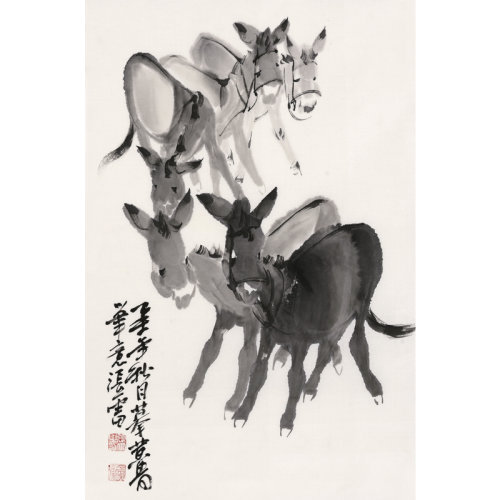 【mingjiahuayuan名家画院 传统水墨】张雷 《墨驴图》仿黄胄笔意