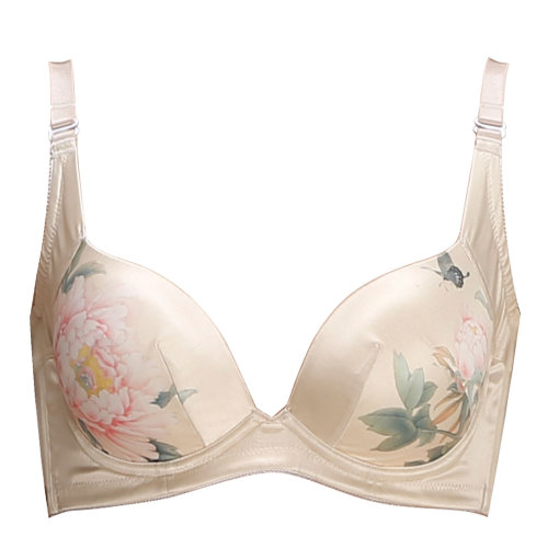 古画 牡丹花 文胸罩杯大码收副乳调整型超聚拢深v性感女士内衣