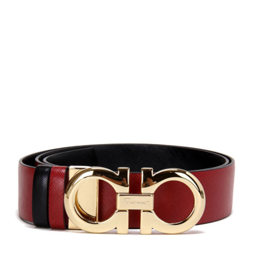ferragamo/菲拉格慕 金扣两面牛皮宽度3.5cm腰带 红色 85cm