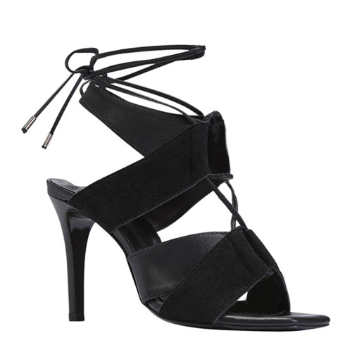 limill 黑色麂皮绑带高跟凉鞋(定制商品,制作周期为7-10天) bg2sdl