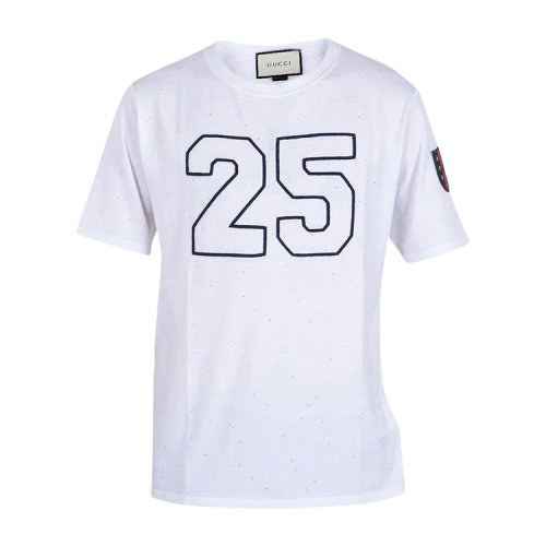 gucci/古驰 女士25数字印花刺绣补丁纯棉短袖t恤 br