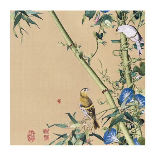 苏绣刺绣精品:翠竹牵牛花 南通沈绣 非遗传承人 艺术大师作品 纯手工