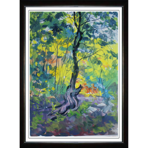 【mingjiahuayuan名家画院 油画】李月亮 《一棵树》 未裱 水粉纸