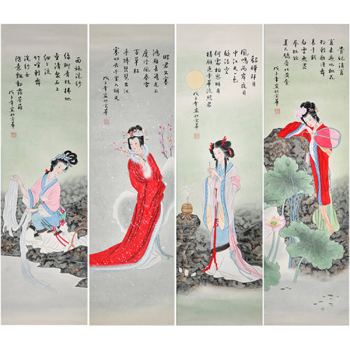 孟令娟 《中国古代四大美女图》传统水墨 工笔人物