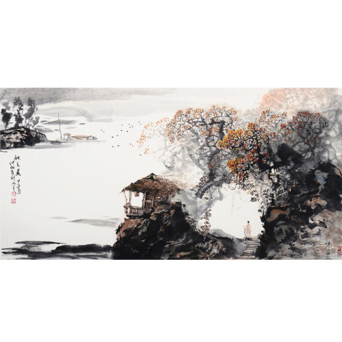 李有训《秋之晨》传统水墨 写意山水