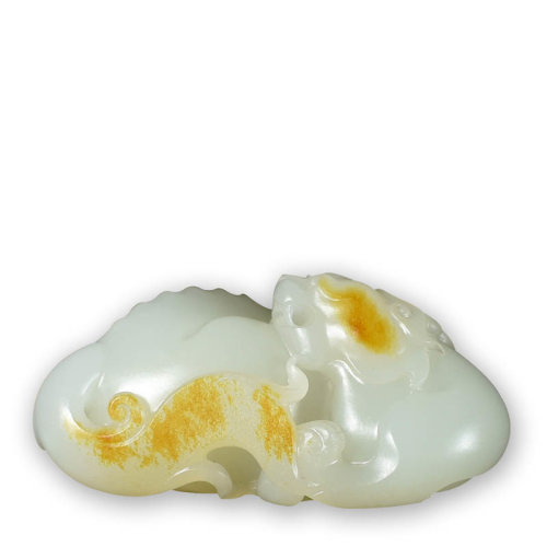 oriental art/金昭玉粹 新疆和田玉籽料 苏工 貔貅 把件 吴金星作品