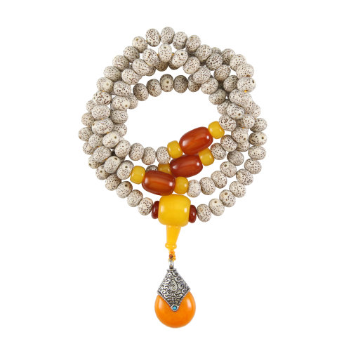 hechang/禾场 精选天然星月菩提单珠约8*10mm配玉髓配饰 优化蜜蜡吊坠