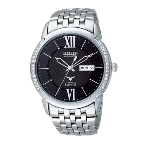 citizen/西铁城手表不锈钢钢带双历显示简约机械男表nh8270-56eb
