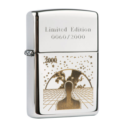 zippo打火机 1998年镀银镶金千禧年纪念(限量2000)