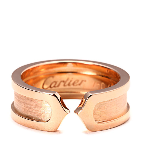 cartier(卡地亚) 18k玫瑰金窄版双c戒指 47