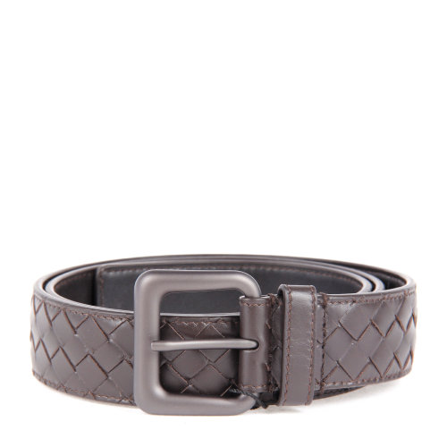bottega veneta(葆蝶家) 深棕色皮质编织标准版腰带100
