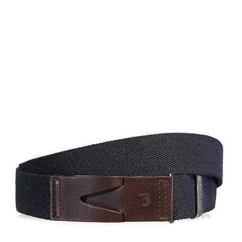 tods/托德斯 男士黑色帆布皮革腰带