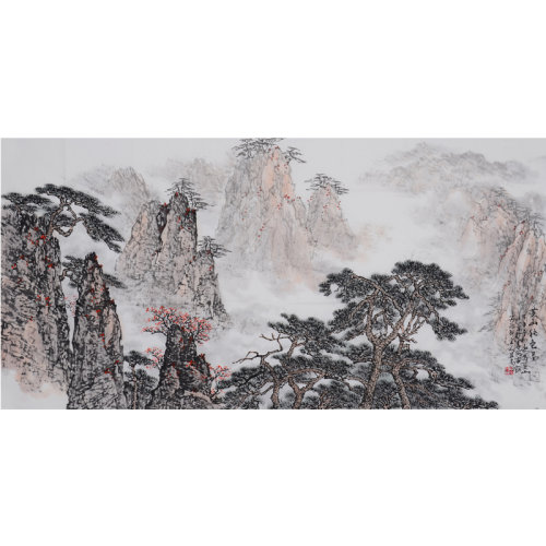 王禹《黄山秋色图》传统水墨 写意山水