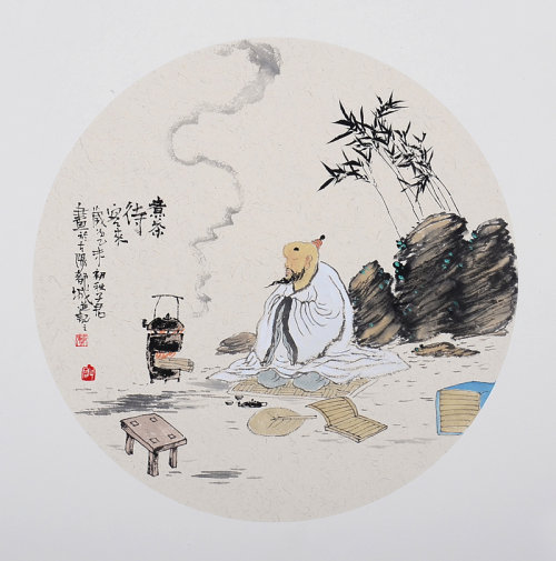 蔡子君 《煮茶待客来》著名水墨画家