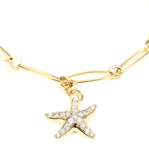 (蒂芙尼) #18k金海星镶钻手链