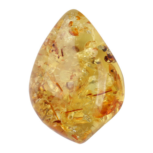 y/鼎艺 天然琥珀蜜蜡 随型水滴心型花珀吊坠 爆花挂件 hp41-4