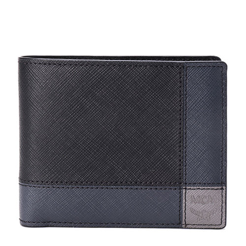 【mcmmcm 钱包】mcm(mcm) 黑/灰色皮质短款两折钱夹【正品 价格 图片