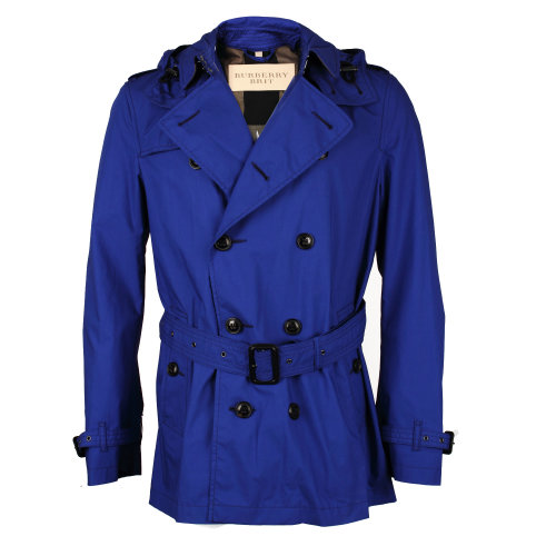 burberry/博柏利 男士蓝色士经典棉府绸风衣外套 蓝色 l