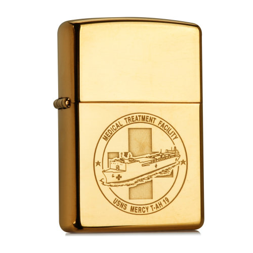 zippo打火机 军机仁慈号t-ah19 纯铜单面蚀刻08年