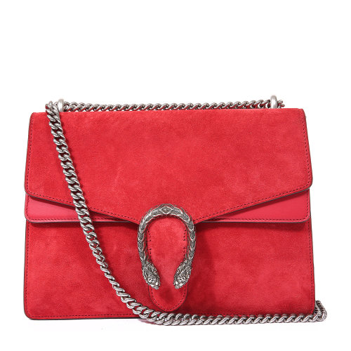 gucci古驰红色皮质酒神包