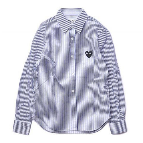 comme des garcons/川久保玲 cdg play女士蓝白条纹纯棉长袖衬衫c01