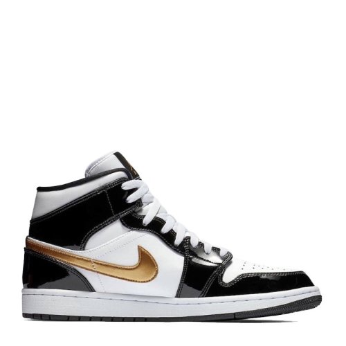 aj1 情侣款 黑金 nike air jordan 1 mid 中帮脚趾 漆皮小黑金 篮球鞋