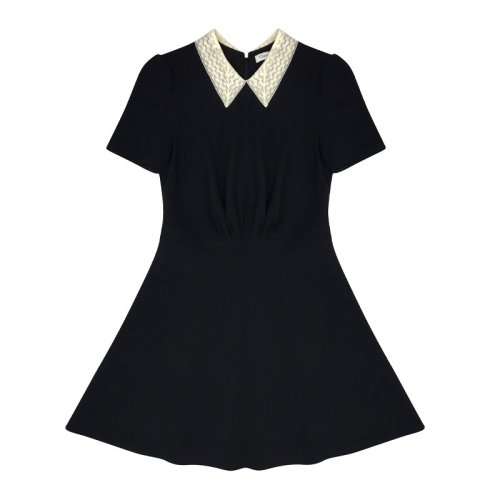 dior/迪奥 海报款 明星同款 刘亦菲同款 修身款显瘦黑色连衣裙 蕾丝领