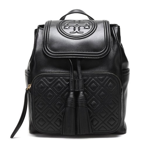tory burch/汤丽柏琦 女士黑色牛皮流水元素时尚双肩包背包tb女包