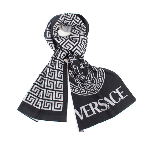 versace/范思哲 男士黑色美杜莎头像羊毛腈纶混纺长形围巾 isc30r1 it