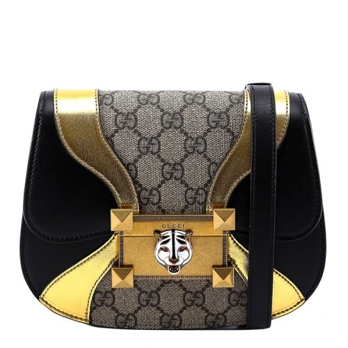 gucci/古驰 18年春夏 马鞍包 豹头 女包 女性 gucci 黑色 单肩包