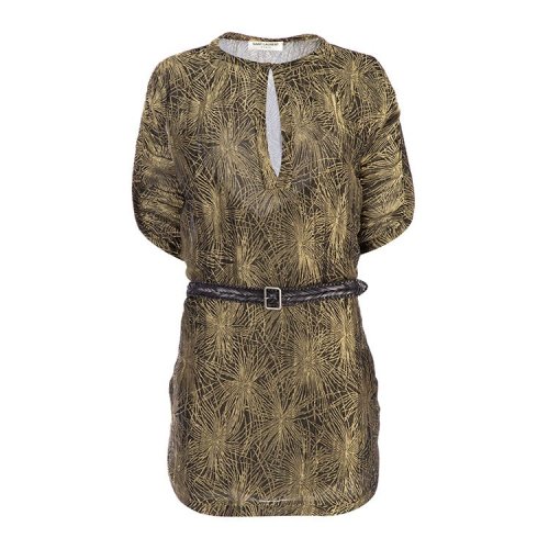 年秋冬 服装 ysl 镂空 腰带 女性 花纹 黑色 女士连衣裙 532129y025f